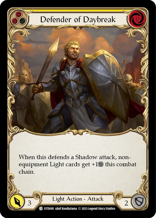Defender of Daybreak (Yellow) — Dusk till Dawn Flesh and Blood card by Alief Rusdiatama