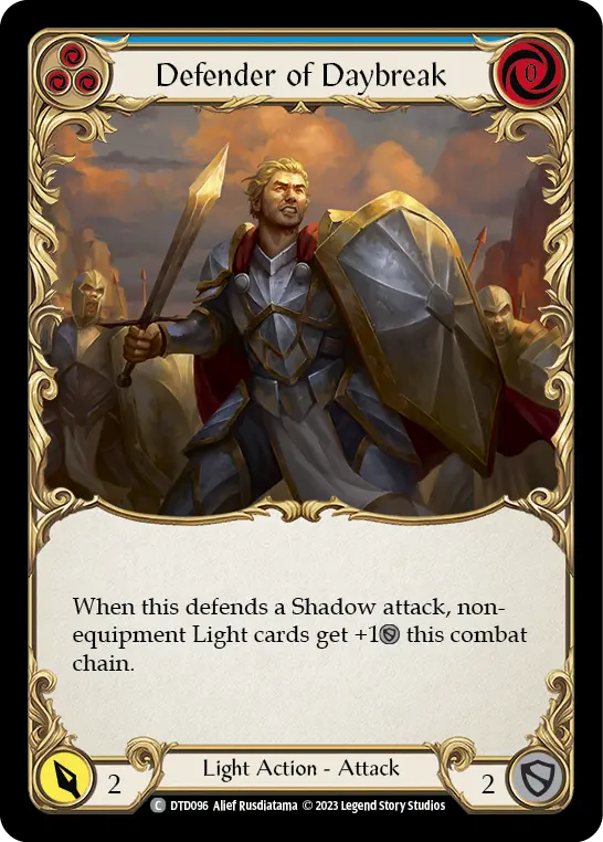 Defender of Daybreak (Blue) — Dusk till Dawn Flesh and Blood card by Alief Rusdiatama