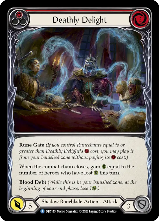 Deathly Delight (Red) — Dusk till Dawn Flesh and Blood card by Sam Yang
