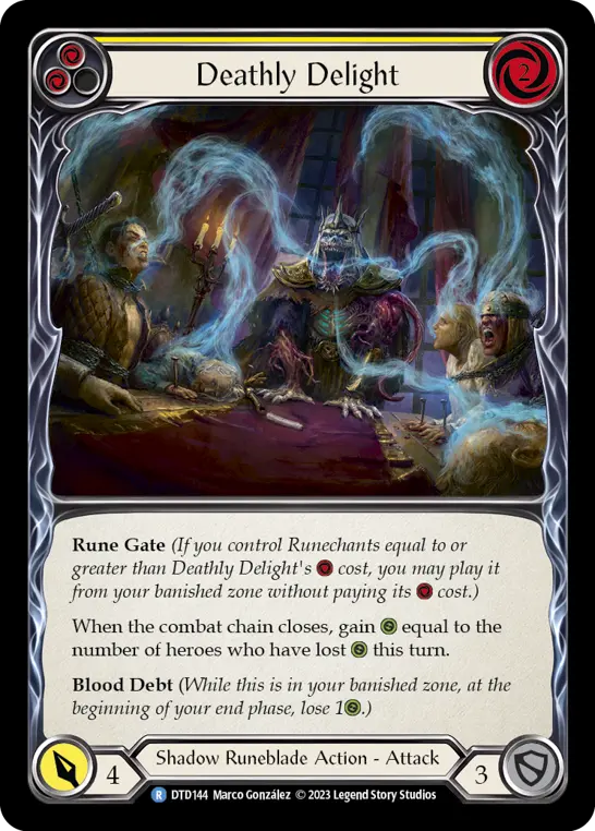 Deathly Delight (Yellow) — Dusk till Dawn Flesh and Blood card by Marco González