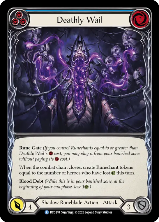 Deathly Wail (Blue) — Dusk till Dawn Flesh and Blood card by Sam Yang