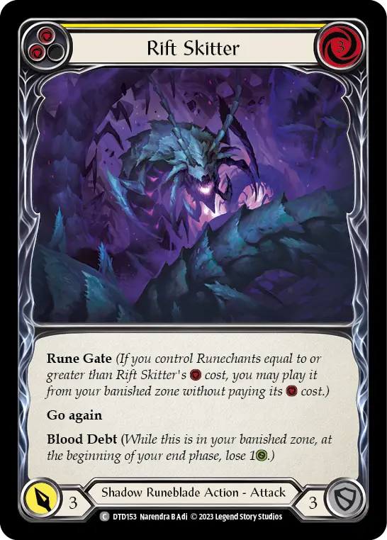 Rift Skitter (Yellow) — Dusk till Dawn Flesh and Blood card by Nareendra Bai
