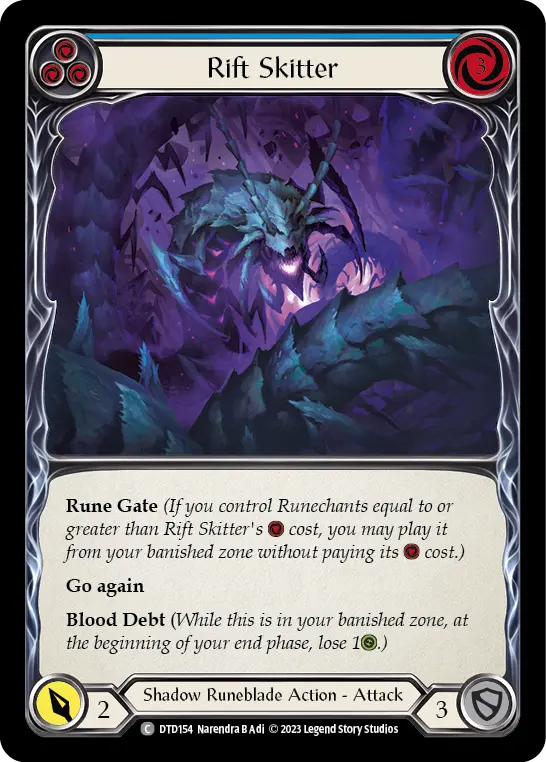 Rift Skitter (Blue) — Dusk till Dawn Flesh and Blood card by Nacendra RA