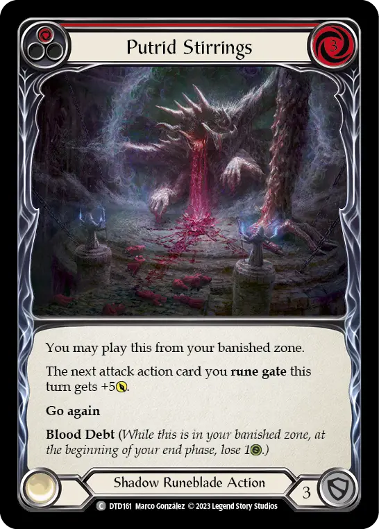 Putrid Stirrings (Red) — Dusk till Dawn Flesh and Blood card by Marco Gonzalez