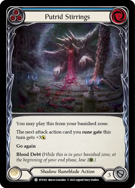 Putrid Stirrings (Blue) — Dusk till Dawn Flesh and Blood card by Marco Gonzalez
