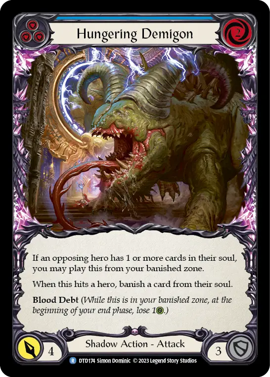 Hungering Demigon (Blue) — Dusk till Dawn Flesh and Blood card by Simon Dominic