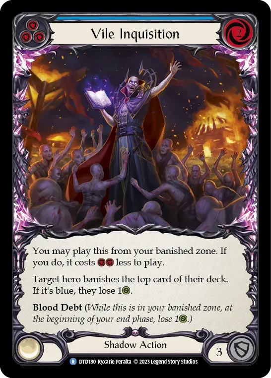 Vile Inquisition (Blue) — Dusk till Dawn Flesh and Blood card by Kyxarie Peralta
