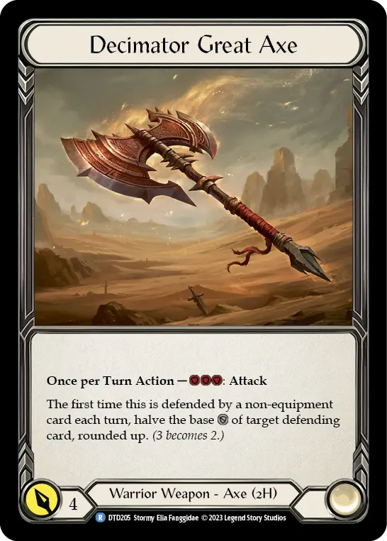 Decimator Great Axe — Dusk till Dawn Flesh and Blood card by Stormy Elia Fanggidae