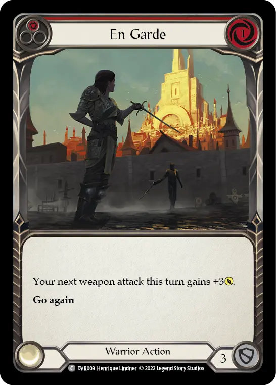 En Garde — Classic Battles: Rhinar vs Dorinthea Flesh and Blood card by Henrique Lindner