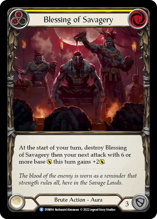 Blessing of Savagery (Yellow) — Dynasty Flesh and Blood card by Nathaniel Himawan