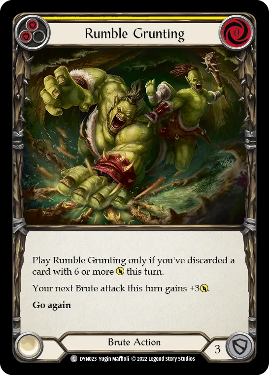 Rumble Grunting (Yellow) — Dynasty Flesh and Blood card by Yugin Maffioli