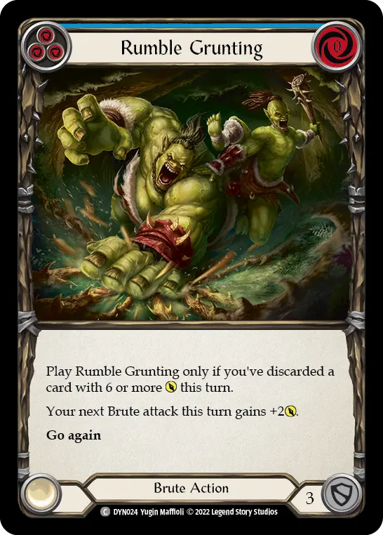 Rumble Grunting (Blue) — Dynasty Flesh and Blood card by Yugin Maffioli