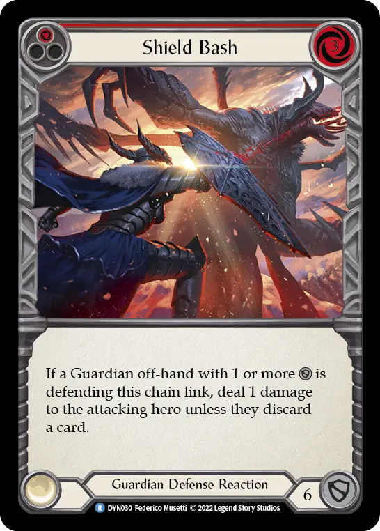 Shield Bash (Red) — Dynasty Flesh and Blood card by Federico Musetti