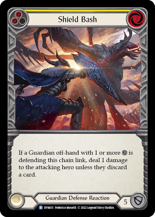 Shield Bash (Yellow) — Dynasty Flesh and Blood card by Federico Musetti