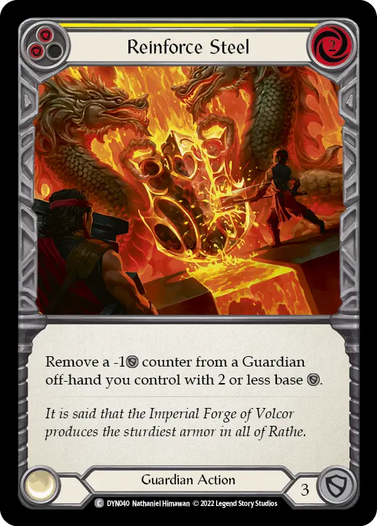 Reinforce Steel (Yellow) — Dynasty Flesh and Blood card by Nathaniel Himawan