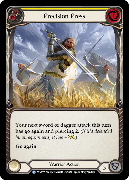 Precision Press (Yellow) — Dynasty Flesh and Blood card by Federico Musetti