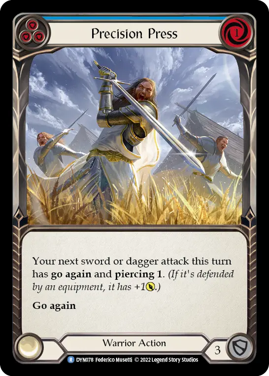 Precision Press (Blue) — Dynasty Flesh and Blood card by Federico Musetti