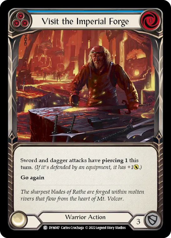 Visit the Imperial Forge (Blue) — Dynasty Flesh and Blood card by Carlos Cruchaga