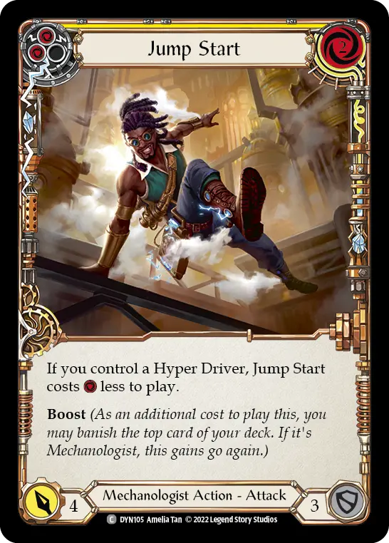 Jump Start (Yellow) — Dynasty Flesh and Blood card by Amelia Tan