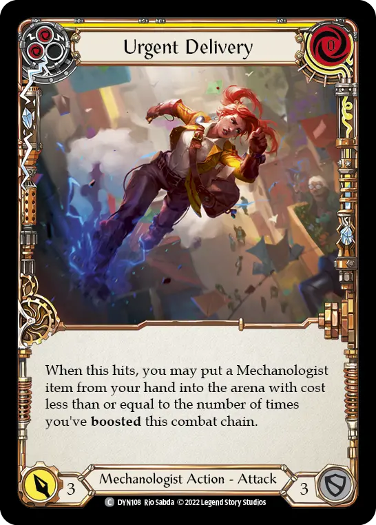 Urgent Delivery (Yellow) — Dynasty Flesh and Blood card by Rio Sabda