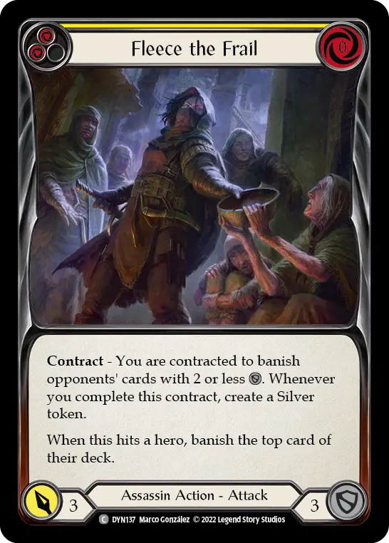 Fleece the Frail (Yellow) — Dynasty Flesh and Blood card by Marco González