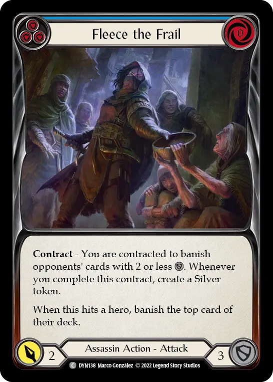 Fleece the Frail (Blue) — Dynasty Flesh and Blood card by Marco González