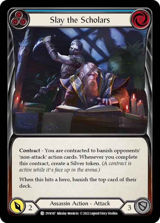 Slay the Scholars (Blue) — Dynasty Flesh and Blood card by Nikolay Moskvin