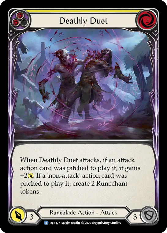 Deathly Duet (Yellow) — Dynasty Flesh and Blood card by Maxim Kostin