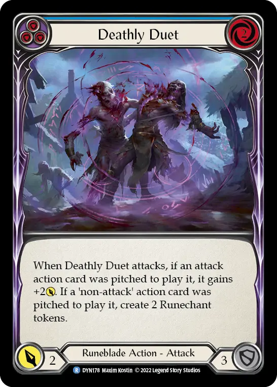 Deathly Duet (Blue) — Dynasty Flesh and Blood card by Max Kostin