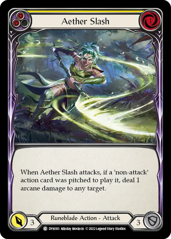 Aether Slash (Yellow) — Dynasty Flesh and Blood card by Nikolay Moskvin