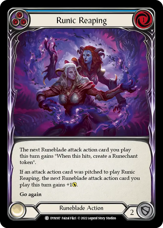 Runic Reaping (Blue) — Dynasty Flesh and Blood card by Faizal Fikri