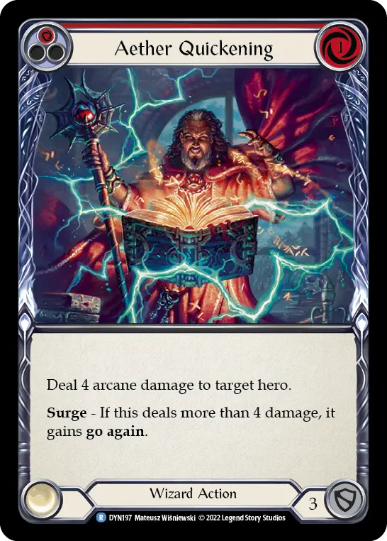 Aether Quickening (Red) — Dynasty Flesh and Blood card by Mateusz Wilinski