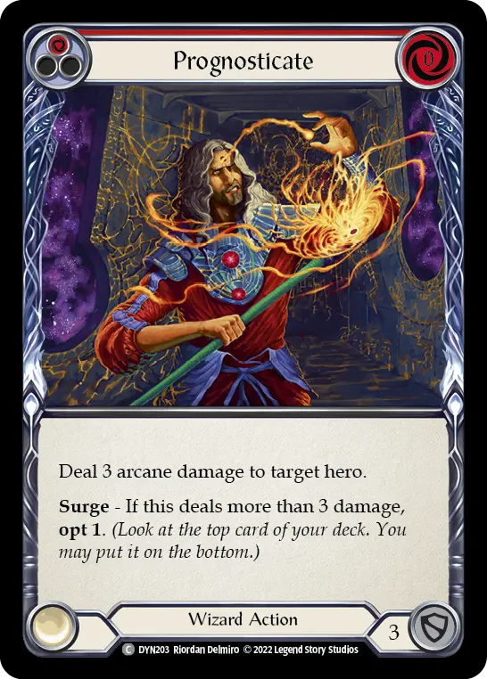 Prognosticate (Red) — Dynasty Flesh and Blood card by Riordan Delmiro