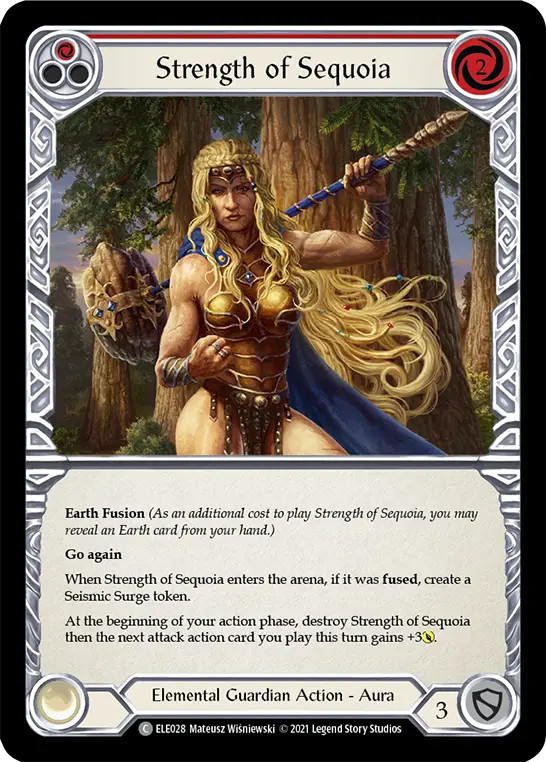 Strength of Sequoia (Red) — Tales of Aria Flesh and Blood card by Mateusz Wiśniewski