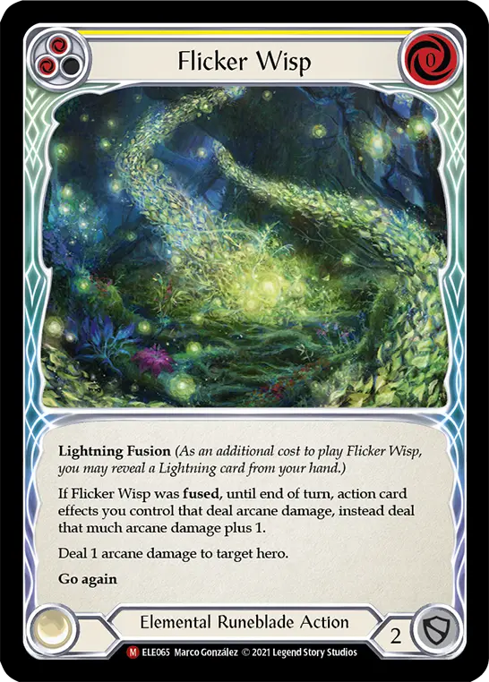 Flicker Wisp — Tales of Aria Flesh and Blood card by Marco González