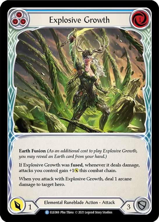 Explosive Growth (Blue) — Tales of Aria Flesh and Blood card by Phu Thieu