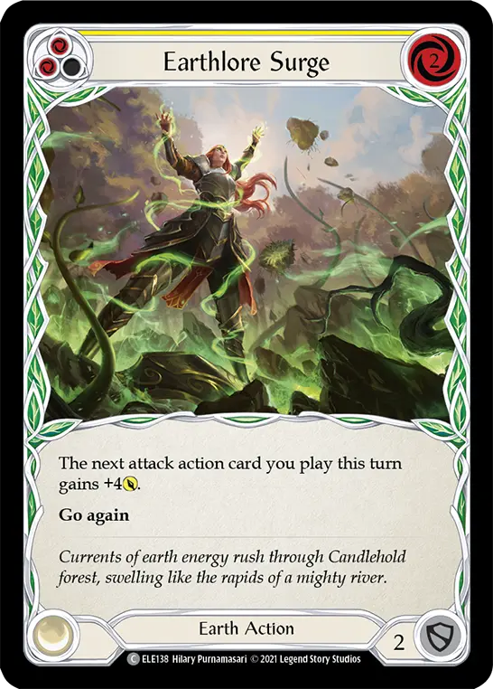 Earthlore Surge (Yellow) — Tales of Aria Flesh and Blood card by Hilary Purnamasari