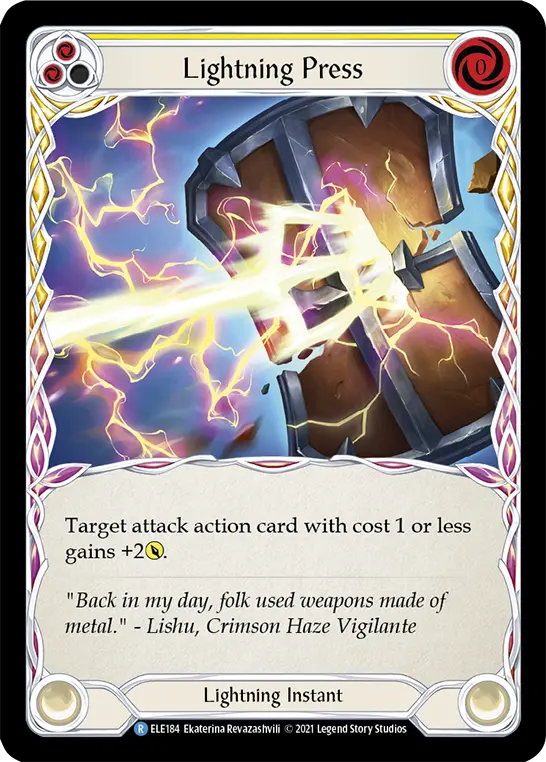 Lightning Press (Yellow) — Tales of Aria Flesh and Blood card by Ekaterina Revazashvili