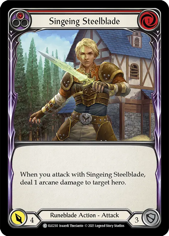 Singeing Steelblade (Red) — Tales of Aria Flesh and Blood card by Isuardi Therianto