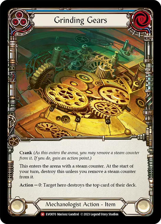 Grinding Gears — Bright Lights Flesh and Blood card by Mariusz Gandzel