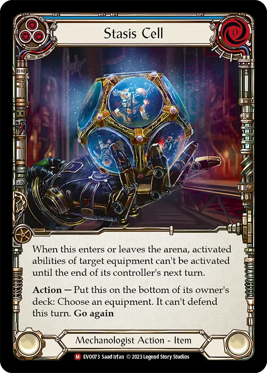 Stasis Cell — Bright Lights Flesh and Blood card by Saad Irfan