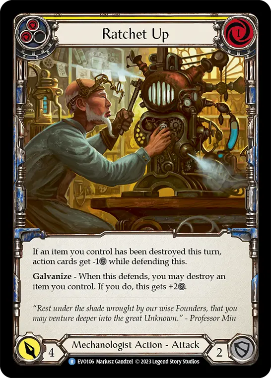 Ratchet Up (Yellow) — Bright Lights Flesh and Blood card by Mariusz Gandzel