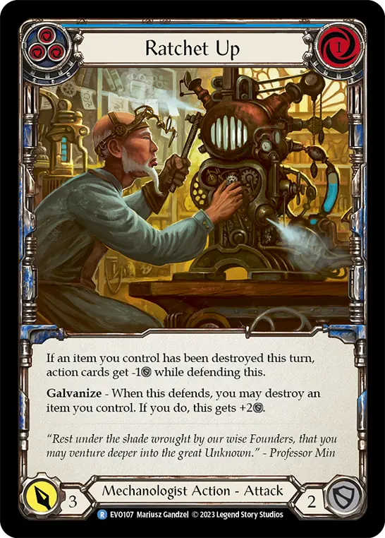 Ratchet Up (Blue) — Bright Lights Flesh and Blood card by Mariusz Gandzel