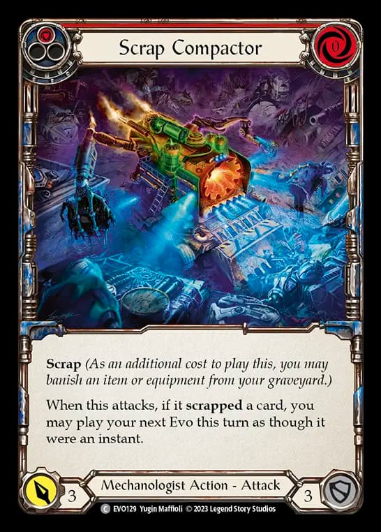Scrap Compactor (Red) — Bright Lights Flesh and Blood card by Yugin Maffioli
