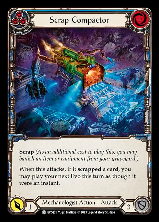 Scrap Compactor (Blue) — Bright Lights Flesh and Blood card by Yugin Maffioli