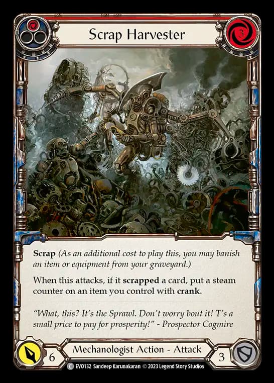 Scrap Harvester (Red) — Bright Lights Flesh and Blood card by Sandeep Karunakaran