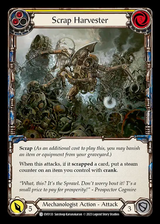 Scrap Harvester (Yellow) — Bright Lights Flesh and Blood card by Sandeep Karunakaran