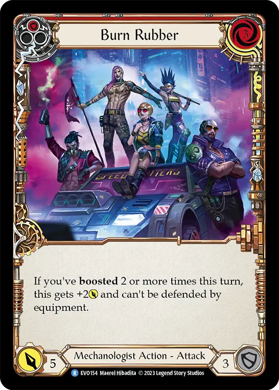 Burn Rubber — Bright Lights Flesh and Blood card by Maerel Hibadita