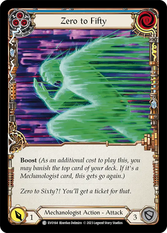 Zero to Fifty (Blue) — Bright Lights Flesh and Blood card by Riordan Delmiro