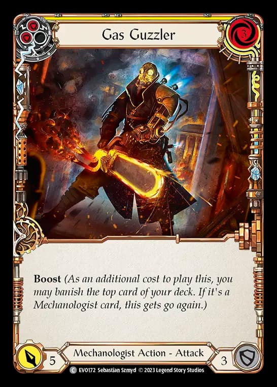 Gas Guzzler (Yellow) — Bright Lights Flesh and Blood card by Sebastian Szmyd